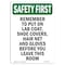 Signmission OSHA Sign, Remember To Put On Lab Coat Shoe, 10in X 7in Rigid Plastic, 7" W, 10" H, Portrait OS-SF-P-710-V-11221 - alternate 1